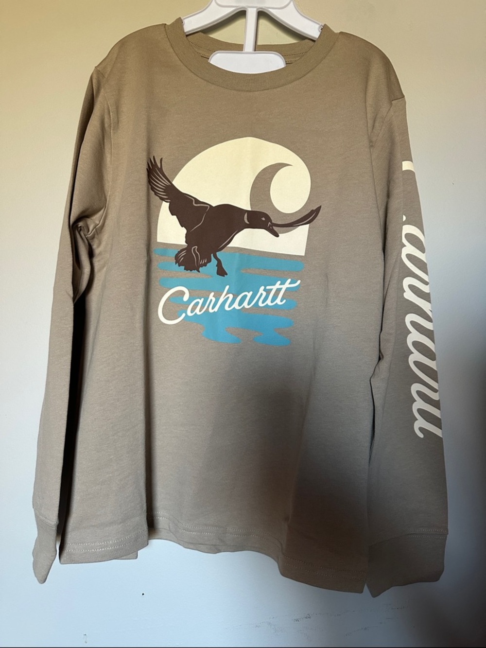 Carhartt Duck Graphic Long Sleeve Tee - Tan Blue